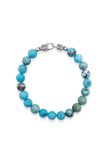Nialaya Men's Beaded Bracelet Turquoise Healing Bracelet with Silver Lock Turquoise Healing Bracelet with Silver Lock
